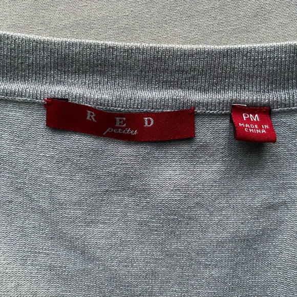 Gray/Black Striped Petite Cardigan with Rosettes - Picture 5 of 6